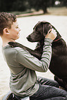 Labrador Retriever and boy