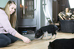 woman with Mini Pigs