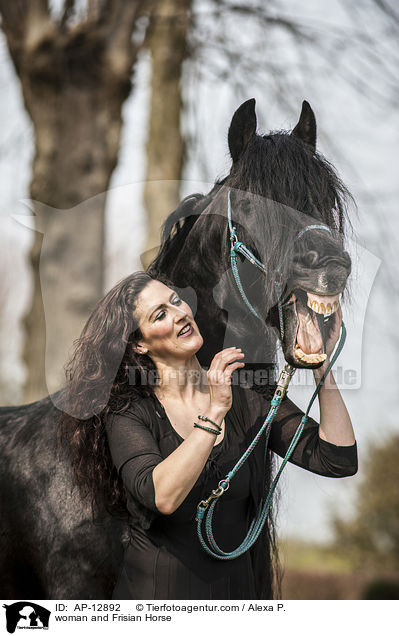 woman and Frisian Horse / AP-12892