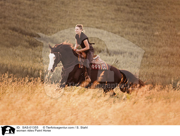 woman rides Paint Horse / SAS-01355