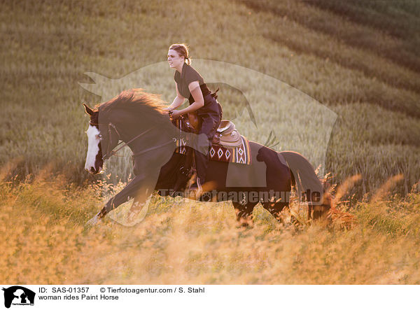 woman rides Paint Horse / SAS-01357