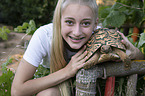 girl with Leopard Tortoise