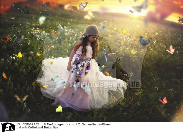 girl with Colibri and Butterflies / CDE-02952
