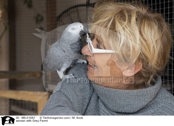 Frau mit Graupapagei / woman with Grey Parrot / MS-01687