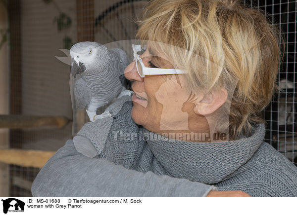 Frau mit Graupapagei / woman with Grey Parrot / MS-01688