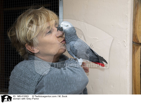 Frau mit Graupapagei / woman with Grey Parrot / MS-01693