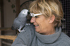 woman with Grey Parrot