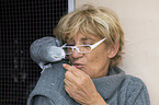 woman with Grey Parrot