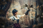 woman with Saker Falcon