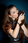 woman with British Shorthair