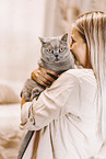 young woman with British Shorthair