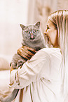 young woman with British Shorthair