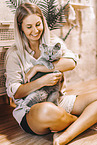 young woman with British Shorthair