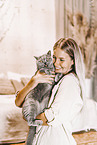 young woman with British Shorthair