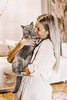 young woman with British Shorthair