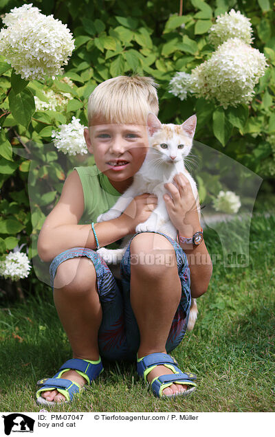 Junge und Katze / boy and cat / PM-07047