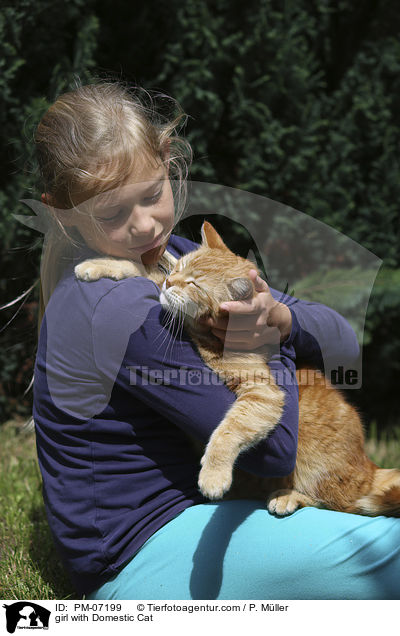 Mdchen mit Hauskatze / girl with Domestic Cat / PM-07199