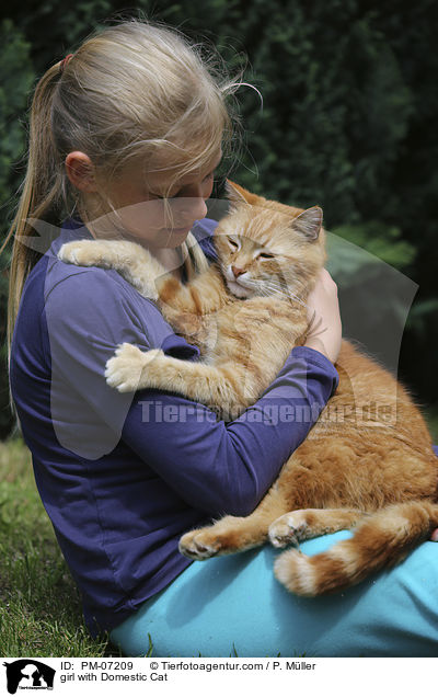Mdchen mit Hauskatze / girl with Domestic Cat / PM-07209