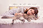 woman and cat