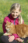 girl with Domestic Cat