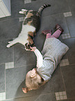 Child with Domestic Cat