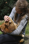 girl with Domestic Cat