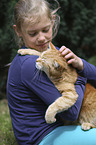 girl with Domestic Cat