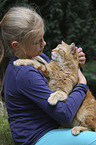 girl with Domestic Cat