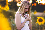 young woman with cat