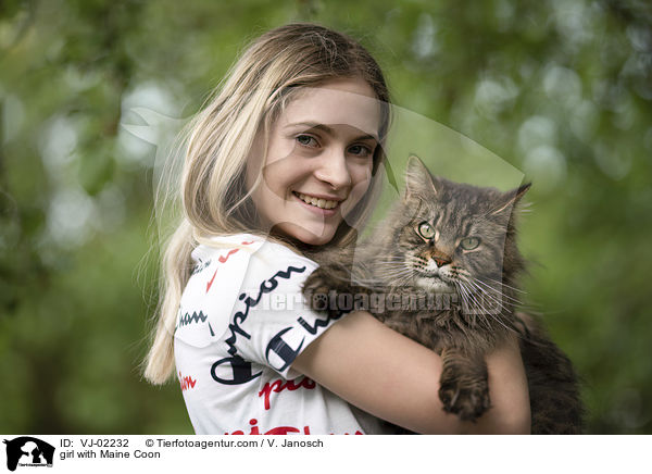 Mdchen mit Maine Coon / girl with Maine Coon / VJ-02232