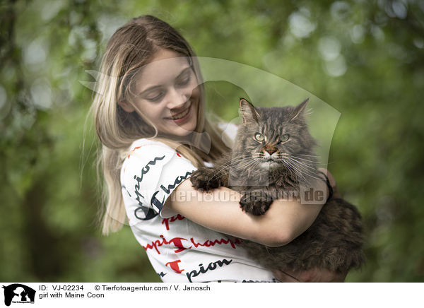 Mdchen mit Maine Coon / girl with Maine Coon / VJ-02234