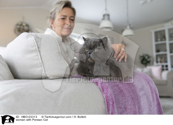 Frau mit Perser / woman with Persian Cat / HBO-03313