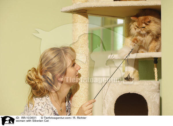 woman with Siberian Cat / RR-103601