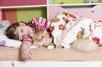girl with siberian cat