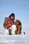 young woman with Airedale Terrier