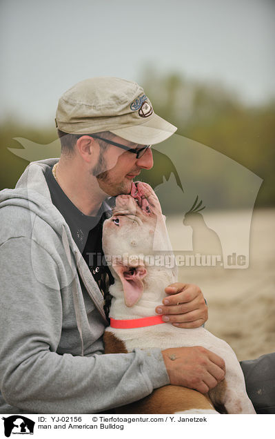 Mann und American Bulldog / man and American Bulldog / YJ-02156