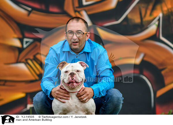 Mann und American Bulldog / man and American Bulldog / YJ-14505