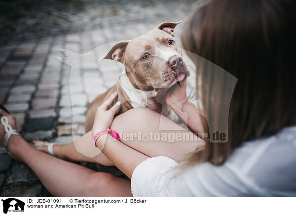 woman and American Pit Bull / JEB-01091