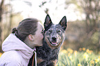 woman and Australian Cattle Dog