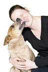 young woman with Australian Cattle Dog