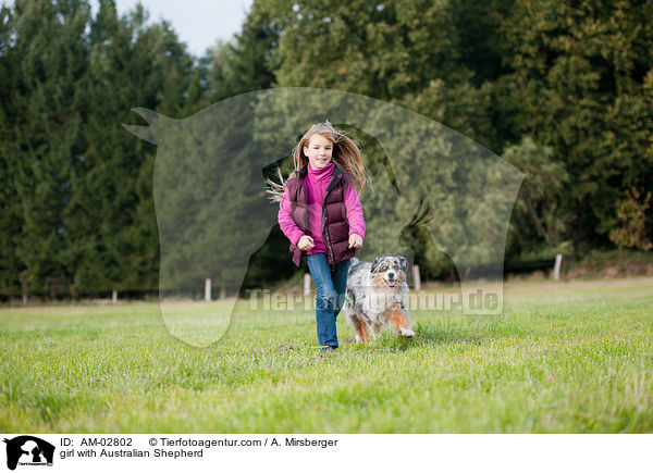 Mdchen mit Australian Shepherd / girl with Australian Shepherd / AM-02802