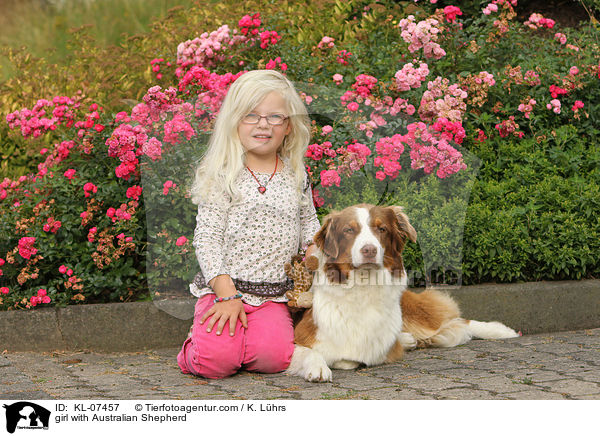 Mdchen mit Australian Shepherd / girl with Australian Shepherd / KL-07457