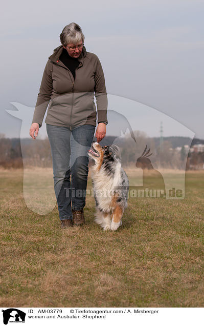 woman and Australian Shepherd / AM-03779