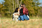 woman with Australian Shepherd