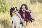 woman with Australian Shepherd