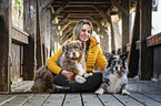 woman with Australian Shepherd