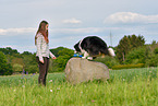 woman with Australian Shepherd