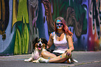 woman with Australian Shepherd