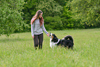 woman with Australian Shepherd