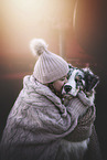 girl with Australian Shepherd